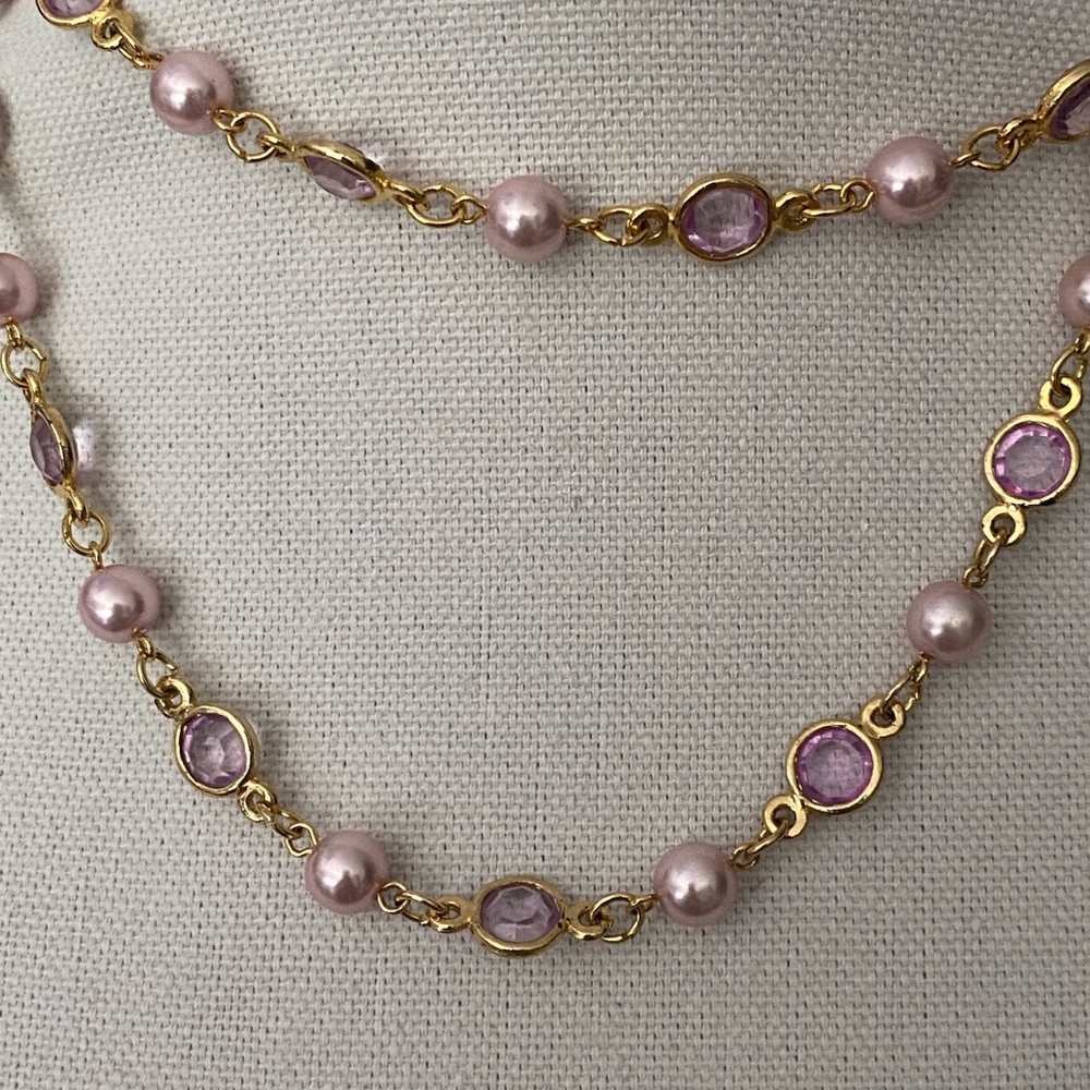 Two Sisters pearl & crystal violet necklace